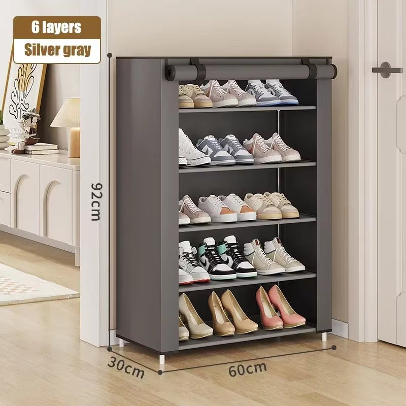 Multi-Layer Shoe Rack for Home Doors Dustproof Shoe Cabinet Space Saver Durable Indoor Organizer for Rental Houses and Entryways