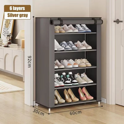 Multi-Layer Shoe Rack for Home Doors Dustproof Shoe Cabinet Space Saver Durable Indoor Organizer for Rental Houses and Entryways