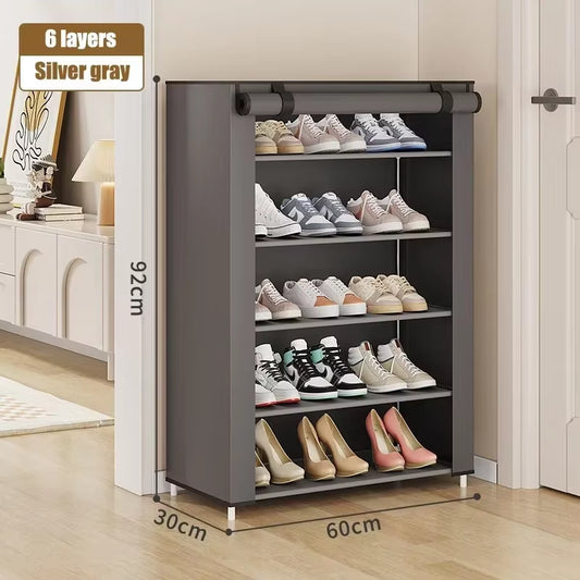 Multi-Layer Shoe Rack for Home Doors Dustproof Shoe Cabinet Space Saver Durable Indoor Organizer for Rental Houses and Entryways