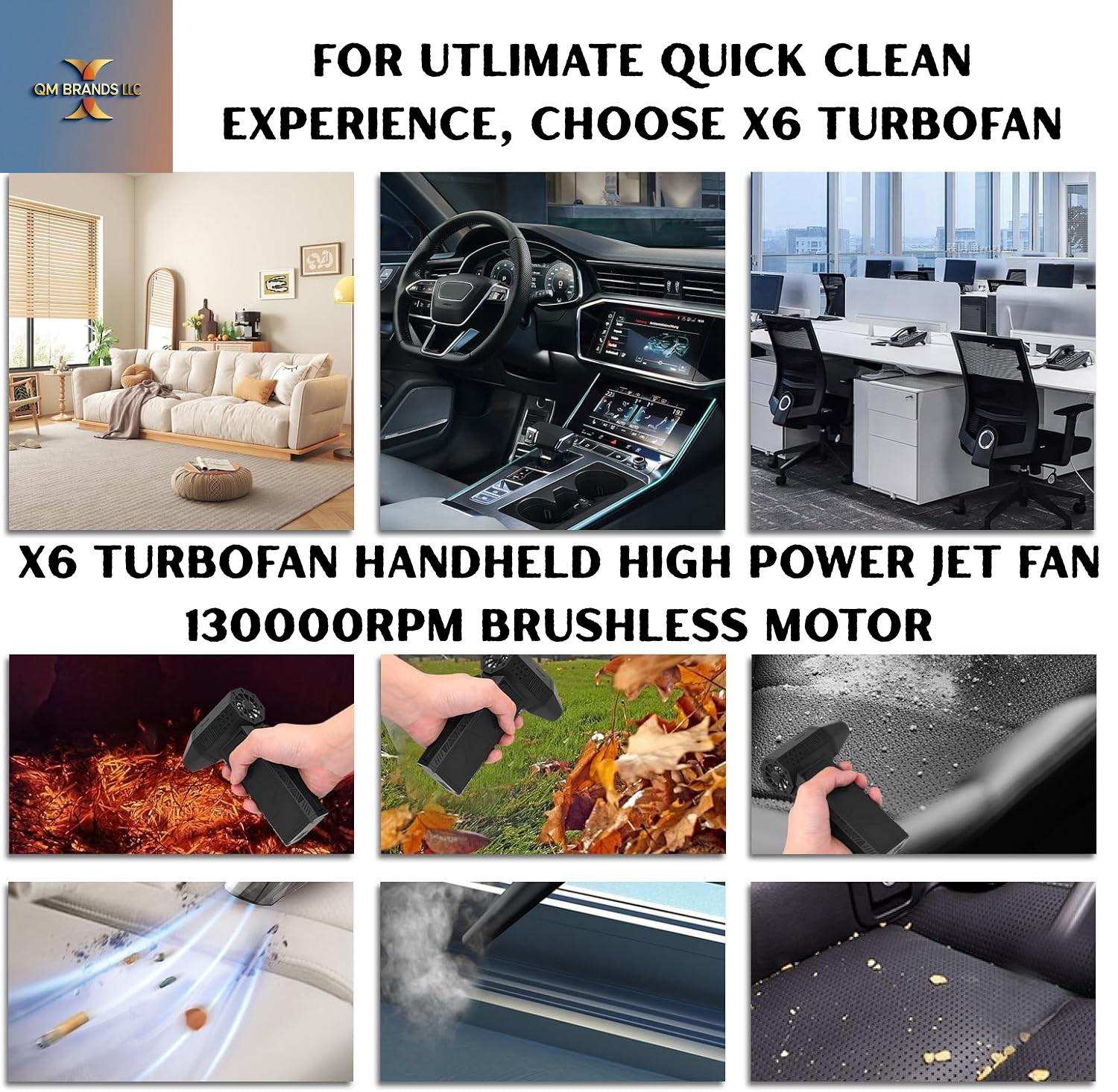X6 Turbofan Handheld High Power Jet Fan 130000RPM Brushless Motor Mini Air Duster for Efficient Cleaning Black