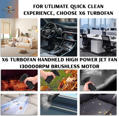 X6 Turbofan Handheld High Power Jet Fan 130000RPM Brushless Motor Mini Air Duster for Efficient Cleaning Black