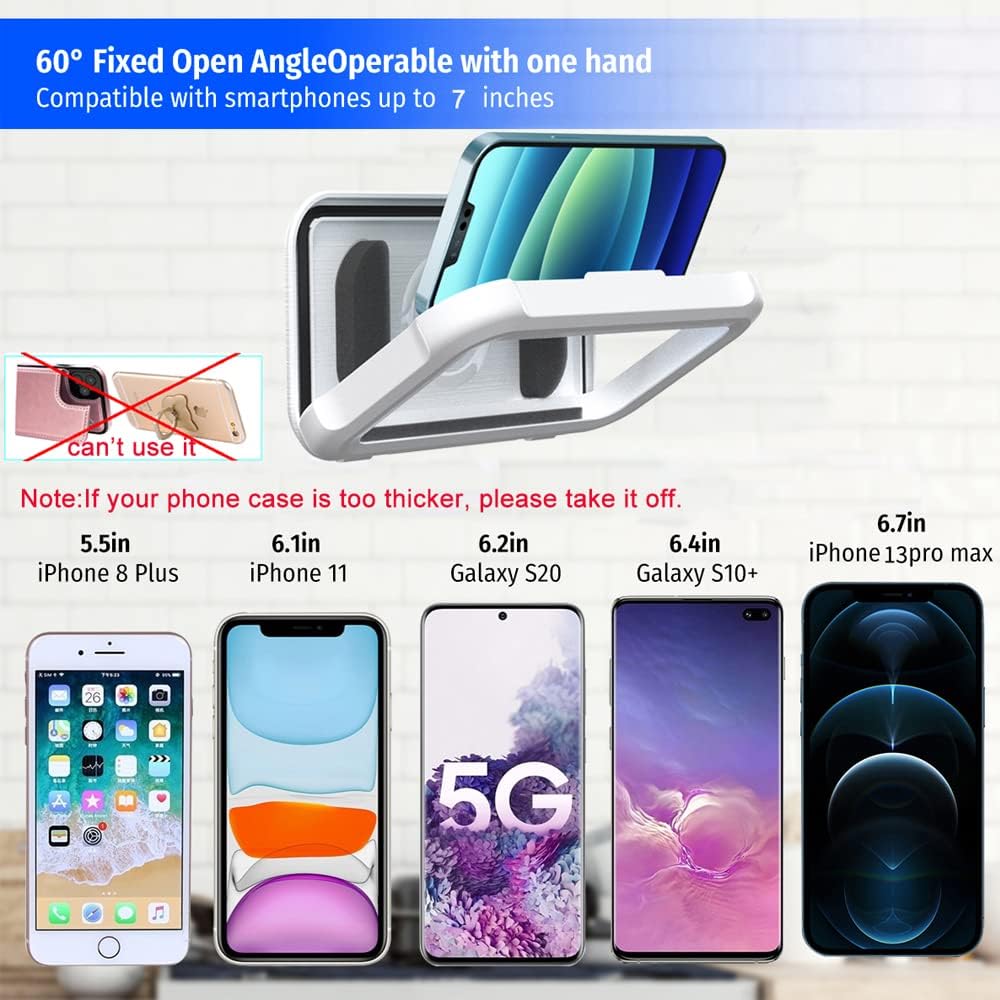 Upgraded 480° Rotating Shower Phone Holder Waterproof Case with Touch Screen,Oolyico Shower Accessories Guardian Buddy Holder Wall Mount Shelf in Bathroom Bathtub for 4" - 7" Cell Phone