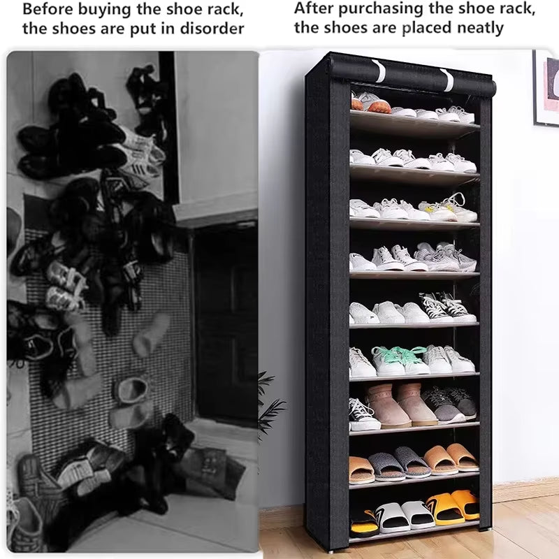 Multi-Layer Shoe Rack for Home Doors Dustproof Shoe Cabinet Space Saver Durable Indoor Organizer for Rental Houses and Entryways