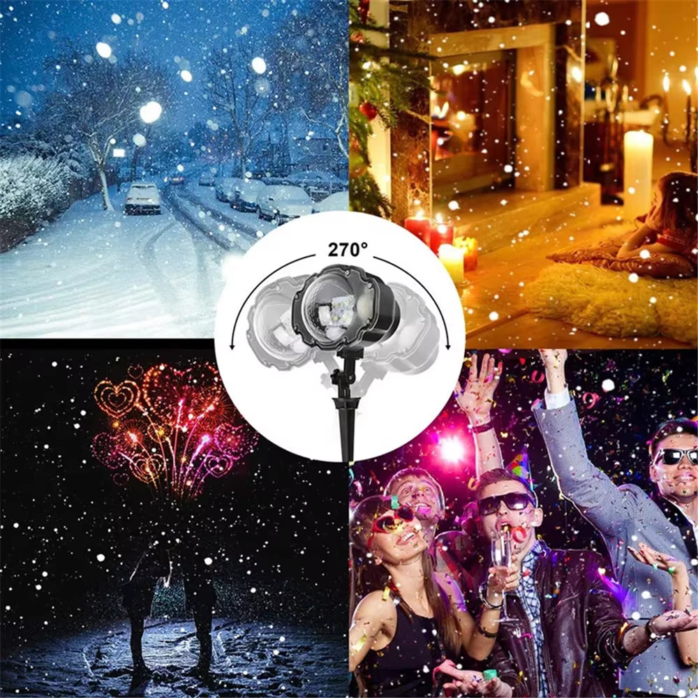Snowfall LED Light Projector, Snow Falling Projector Lamp Dynamic Snow Effect Spotlight for Garden Outdoor Wedding Gift