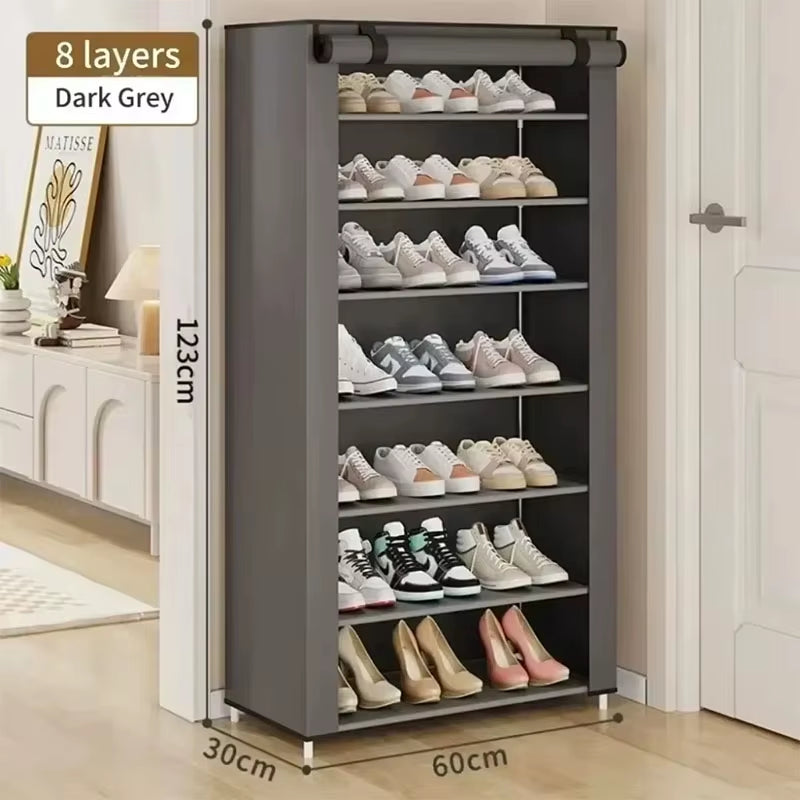 Multi-Layer Shoe Rack for Home Doors Dustproof Shoe Cabinet Space Saver Durable Indoor Organizer for Rental Houses and Entryways