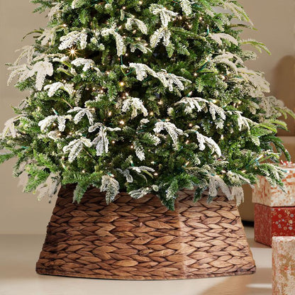 Pre-Lit Artificial Christmas Tree with Branch Tips 250 Incandescent Lights Foldable Base for Home Office Party Green White Snow Flocked Design